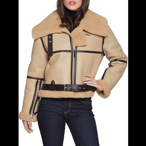 NWT$1995 Blue Duck SHEARLING Lamb Fur Bomber Aviator Jacket Acne Studio Stand - Picture 1 of 13